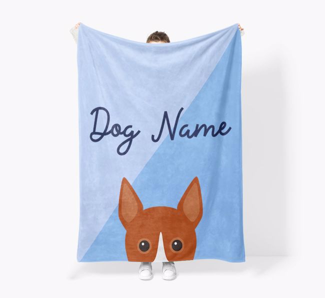 Peeking Name: Personalized {breedFullName} Premium Sherpa Fleece Blanket